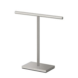 Gatco 1444SN, Modern Rectangle Base Freestanding Countertop Towel Holder, Satin Nickel / 10.50"W x 11.13"H T-Shape Style Countertop Hand Towel Holder for Bathroom, Kitchen/ Fingertip Towel Rack