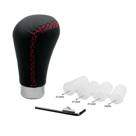 akhan SK408 Gear Knob Faux Leather Black with Red Stitching