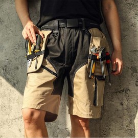 WORK IDEA Builder Work Shorts for Men - Durable Summer Combat Shorts - Multi Pocket Detachable Flight Pocket Shorts, khaki