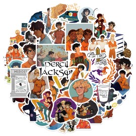 50Pcs Percy Jackson Stickers Pack,Theme of Movie Stickers Anime Cartoon Waterproof Vinyl Stickers for Water Bottle Car Bumper Luggage,Cute Graffiti Decals for Teens Girls Boys Adults (Percy)