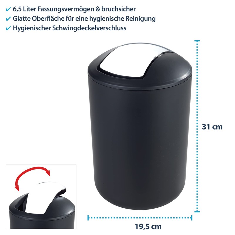 Cosmetic Bin with Swing Lid, Bathroom Bin, Shatterproof in Various