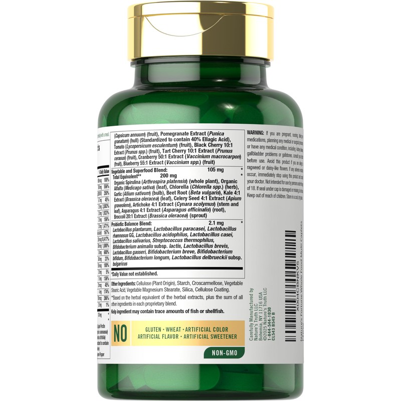 Nature's Fortune Whole Food Multivitamin with Probiotics | 120 Coated