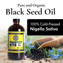 Pure Black Seed Oil - 100% Pure Nigella Sativa - Cold Pressed - Vegan - Non GMO - 16 oz - in Glass Bottle - Herbal by Nature