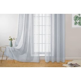 twoja pszczółka Curtain 145 x 250 cm, 2 pieces or 2 pieces, grey, transparent, ready-made curtain, voile curtains, transparent curtains with eyelets, living room, children's room, bedroom