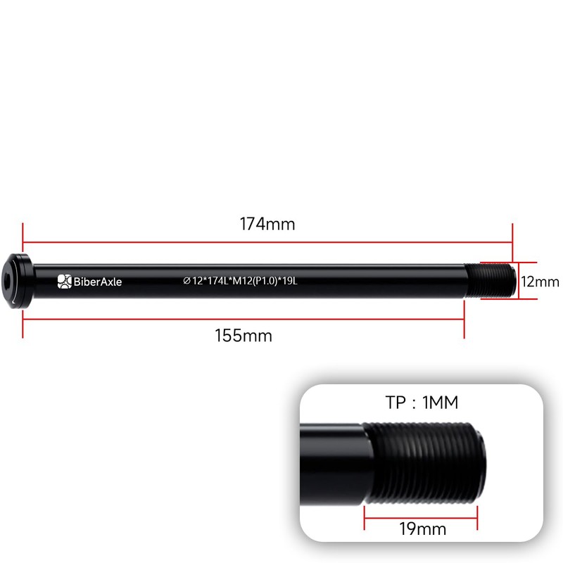 BiberAxle 12 mm Thru Axles for Bicycle Forks and Rear