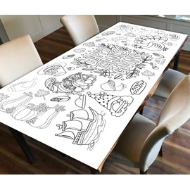 Thanksgiving Coloring Banner, Coloring Paper Tablecloth, Thanksgiving Activity - 30 x 72 Inches