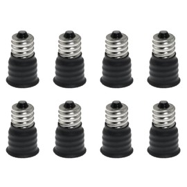RLECS 8PCS E12 to E14 Converter Lamp Holder Bulb Converter Bulb Socket Male to Female Bulb Adapter Socket Converter for Living Room Kitchen Energy Saving Lamps Black