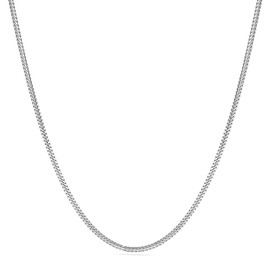 Collar de cadena cubana Miami de plata de ley 925 maciza, 2,5 mm, 3,5 mm, 4 mm, cerradura de langosta, 40,6 a 76,2 cm, fabricado en Italia, 16, Plata esterlina, Sin gemas.