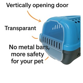 Luxury Portable Pet Carrier – Travel Crate for Cats and Small Dogs – Stylish, Lightweight, Easy to Assemble – Durable Plastic with Ventilated Design (Blue, 12H X 13.5W X 18.5L up to 26lbs)