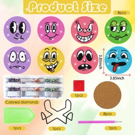 Diamond Painting Coasters DIY Set of 8 Adult Coasters with Holder, 5D Diamond Painting Children Art, Crafts Adult Creative Set Round Beginners Diamond Painting