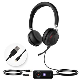 Yealink Auriculares Bluetooth con micrófono para PC USB Ordenador Auriculares Teléfonos Equipos Certificados UH38 UH36 con Cancelación de Ruido con Micrófono Estéreo (UH38 Dual Teams, Negro)