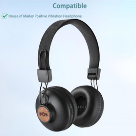 HAIZEEN Ear Pads Compatible with House of Marley Positive Vibration Headphones (Black) Ear Pads Replacement Cushions (Protein Leather/Memory Foam)