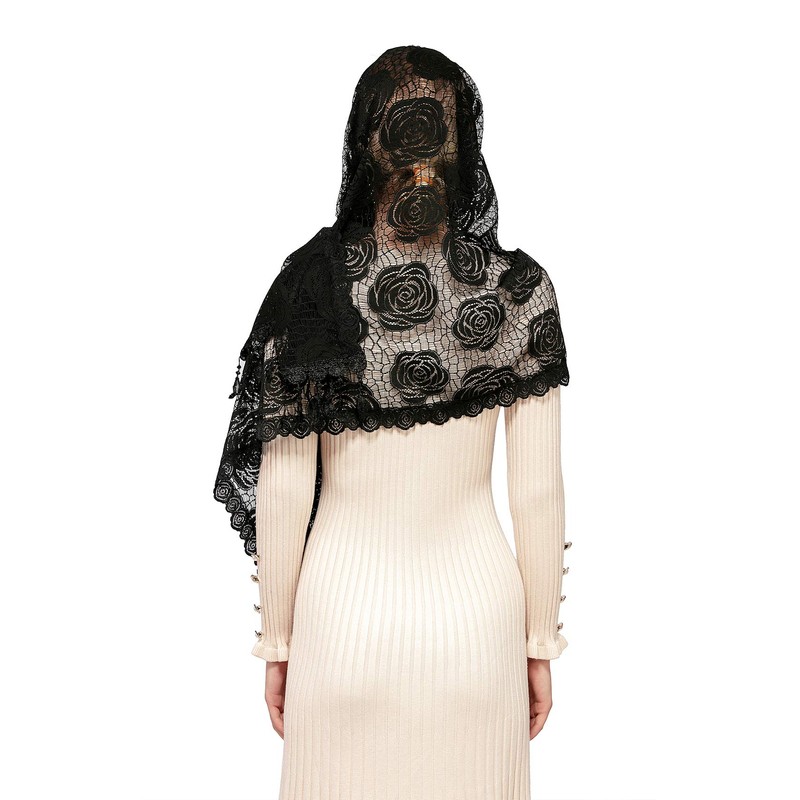 Wgior Rose Rectangular Chapel Veil Scarf Catholic Church Veils Mantilla
