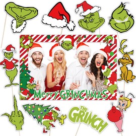 Christmas Party Decorations Christmas Photo Booth Props 10pc - Merry Christmas Games Photo Frame for Kids & Adults - Selfie Holiday Christmas Photo for Photography