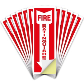 OLANZU Pack of 100 Fire Extinguisher Stickers 4"x 12"- 5 Mil Vinyl - Fire Extinguisher Sign for business with Arrow- Durable Self Adhesive, Weatherproof and UV Protected-Ideal for Office, Home and Outdoor places