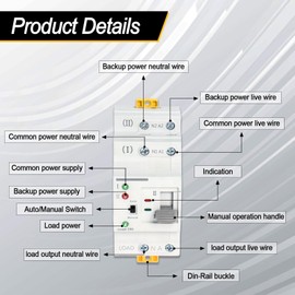 Ketofa 2P 63A 110V Automatic Transfer Switch, Uninterruptible Power, White