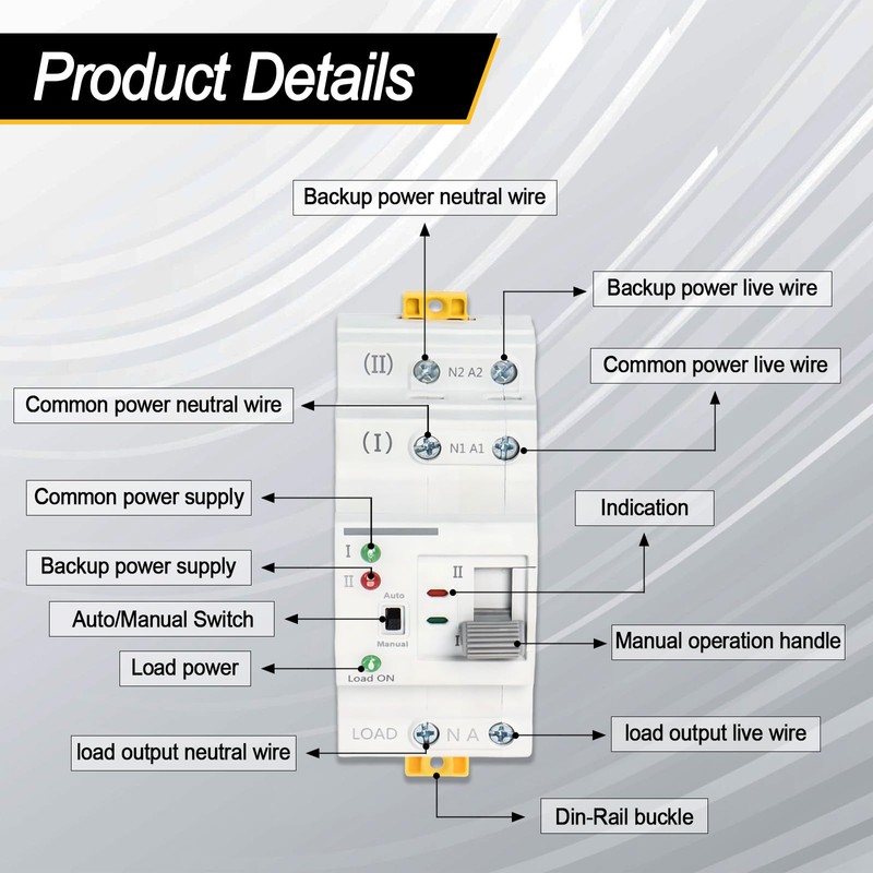 Ketofa 2P 63A 110V Automatic Transfer Switch, Uninterruptible Power, White