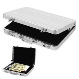 SOGHO Money Case as a Money Gift, Mini Briefcase Made of Aluminium with Snap Closure, Money Gift Packaging or for Vouchers, Money Case Creative Gifts, Suitable for Wedding Gifts, silver
