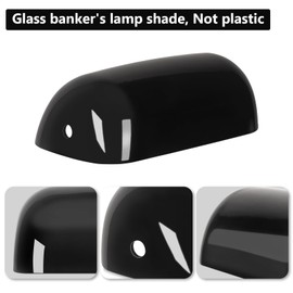FIRVRE Lamp Shades for Table Lamps, Banker Glass Lamp Shade Replacement, Desk Lamp Black Glass Cover("8.85 IN " L "5.11 IN" W "2.95 IN" H)