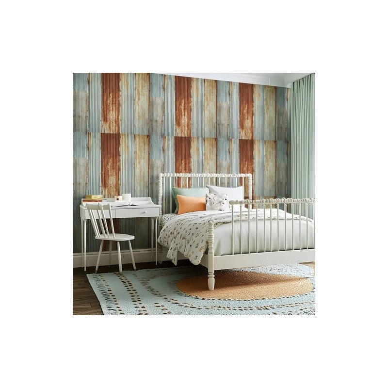 VGHUYEVOGERE Peel and Stick Rustic Wall Texture Galvanized Metal Panels