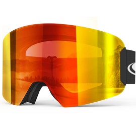 findway Ski Goggles Snowboard for Men Women, OTG Snow Goggles, Over Glasses Ski Goggles Anti-fog 100% UV Protection