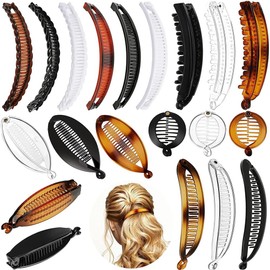 20 Pieces Banana Hair Clip,Non-Slip Large Hair Claw Clips,Combs Clip Fishtail Hair Clip,for Women Classic Fishtail Clincher Combs, Large Double Ponytail Holder Clips for Thin Hair,Clamp Accessory