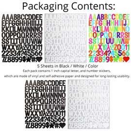 YIKTUNQ 480 Pieces Letter Stickers, 1 in Waterproof Letter Number Stickers