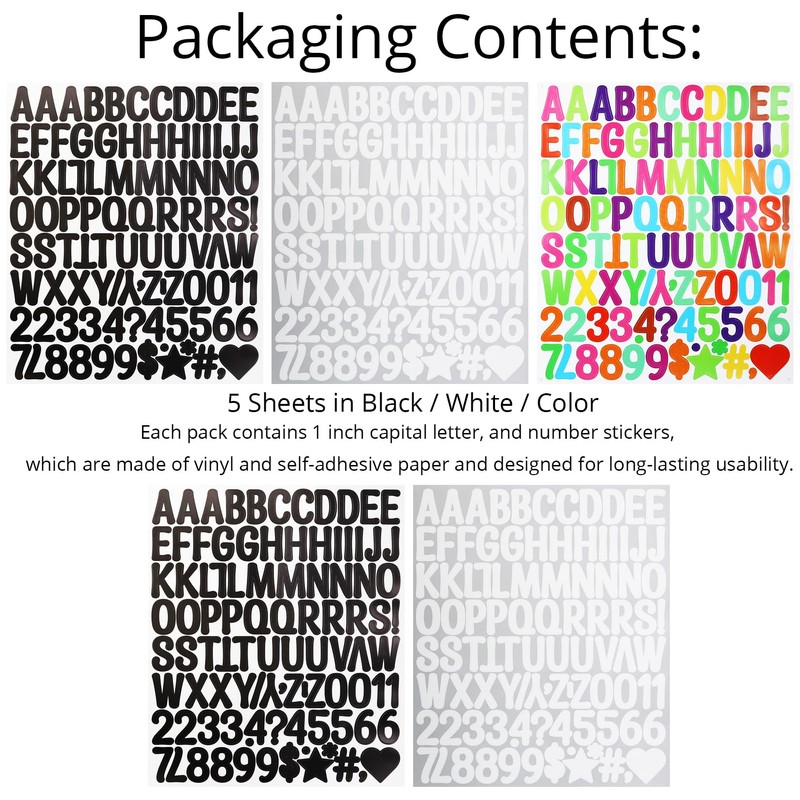 YIKTUNQ 480 Pieces Letter Stickers, 1 in Waterproof Letter Number