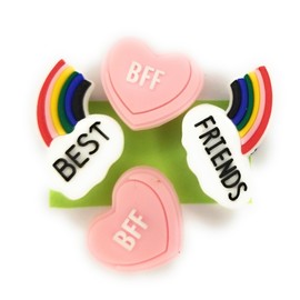 WorkedLikeACharm 4pcs BFF Best Friends Forever Shoe Charms for 2 for Clog Shoes Decoration Gift, Waterproof PVC, No Gemstone