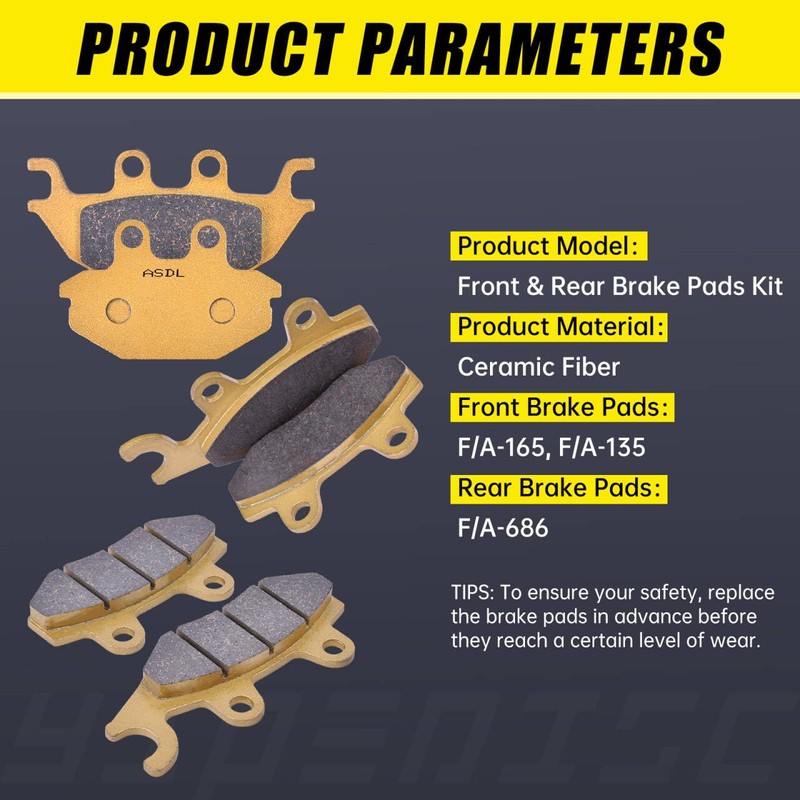 Brake Pads Ceramic Fit for Kawasaki Mule Pro FXT/EPS KAF