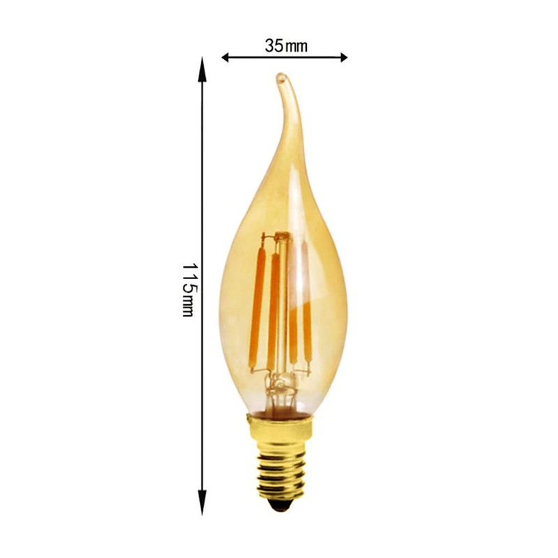 MaoTopCom 6-Pack E14 4W C35 Dimmable LED Filament Bulb, 2200K