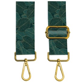 BeauBeast Purse Straps Replacement Crossbody, 2" Wide Shoulder Strap Adjustable, Gold Buckle Canvas Bag Handbag Belt for Crossbody Bags, Shoulder Bags, Guitar Purses Green Gold Leaf