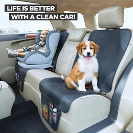 Car Seat Protector For Child Car Seat, Car Seat Protection For Baby Carseat, Non-Slip Seat Protector Under Baby Car Seat, Thick Padding Seat Cover For Car Seat With 2 Mesh Storage Pockets, 2 Pack