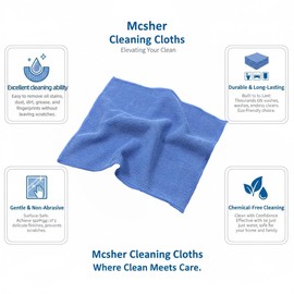 Mcsher Microfiber Cleaning Cloths - 6 Pcak, Blue, 6"x 7" Inch