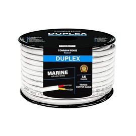 16 Gauge 2 Conductor Marine Wire - 60 ft Duplex Round Marine Grade Wire Tinned Copper Oxygen-Free Insulated - 16/2 AWG UL 1426 Standard PVC Wire for Boat, Automotive, Speakers, Camper & Trailers