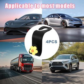 KHGUZ 4 PCS Car Headrest Hook, Multifunctional Flower Vehicle Seat Back Storage Hook, Cute Automotive Seatback Organizer Hanger for Purse Grocery Bag Handbag, Universal Fit (Black/Yellow)