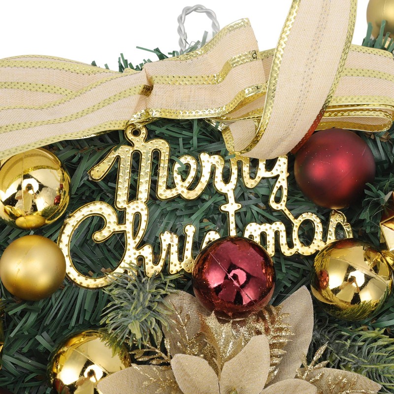 Christmas Inverted Tree Wreath Door Hanging Electroplated Ball Rattan Garland