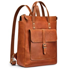 S-ZONE Women Genuine Leather Backpack Purse Retro Top-handle Bags Vintage Totes Casual Daypack