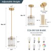 RUIBOOXIN Gold Glass Pendant Lights Kitchen Island, Water Ripple Round