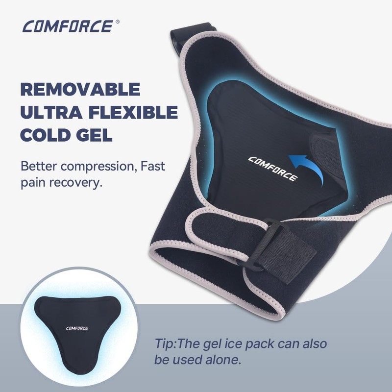 COMFORCE Shoulder Brace Copper Shoulder Support Wrap with Gel Pad,