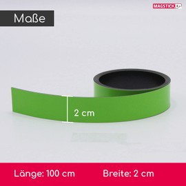 Mag252 Magnetic Strips Green Approx. 2 cm x 1 m Magnetic Tape for Marking on Whiteboards Storage Shelves Calendar Easy to Cut to Size Magnetic Labels Pack of 3