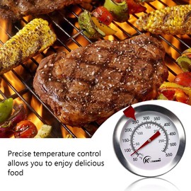 KT THERMO Deep Fry Thermometer with Instant Read,Dial Thermometer(2-Pack),12" Stainless Steel Stem Meat Cooking Thermometer,Best for Turkey,BBQ,Grill