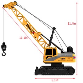 Dwi Dowellin Remote Control Crawler Crane for Boys,11-Channel 2.4GHz RC Construction Crane Toy for Kids Age 3 4-7 8 9 10 Year Old