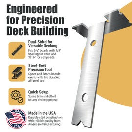 Plank Rite Steel Deck Spacing and Fastening Tool 3 Pack for Use with 5-1/2 Inch Deck Boards | Works for Treated Wood or Composite Decking | Deck Jig for Professional Neat Finish | Made in USA