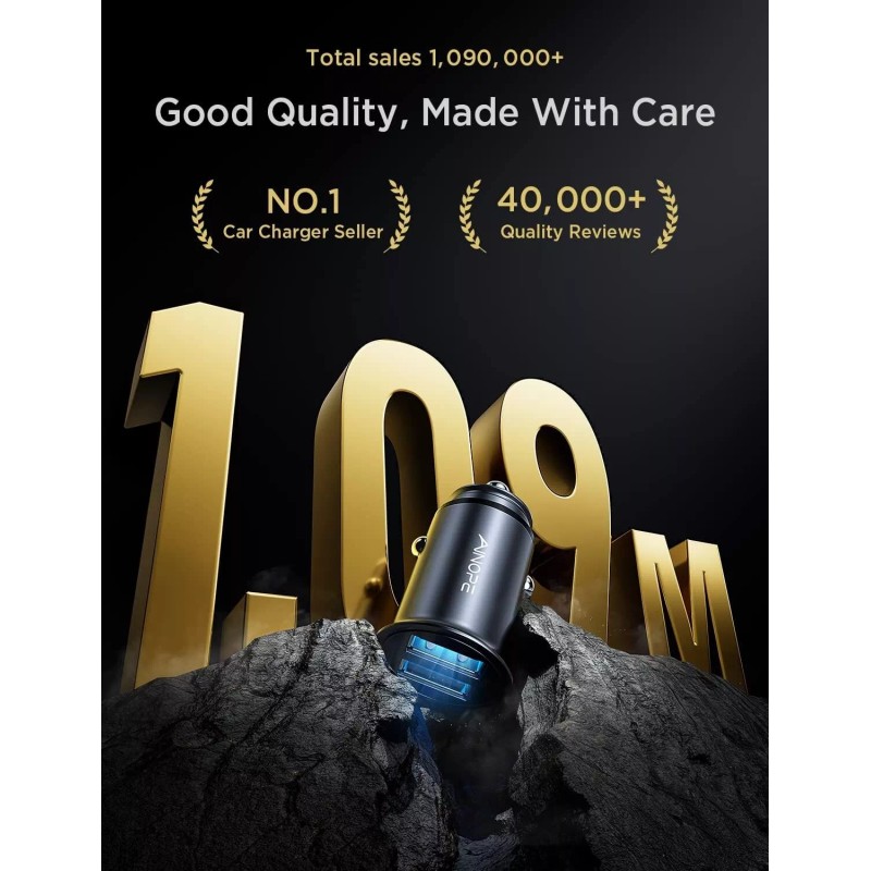 AINOPE Smallest 4.8A All Metal USB Car Charger Port, phones