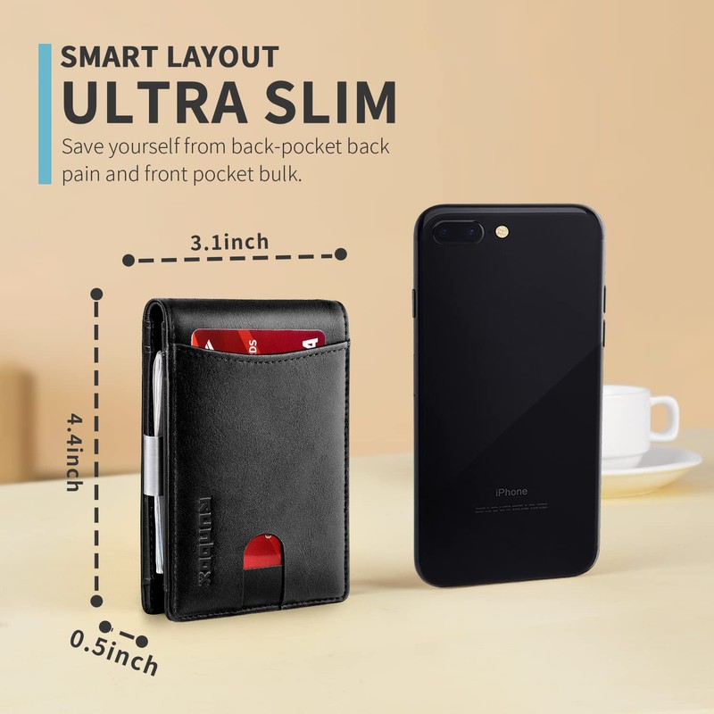 RUNBOX Mens Slim Wallet Larger Capacity with 12 Slots RFID