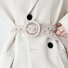 NONGFUGE Fashion Simple Soft Cotton Rope Braided Woven Boho Waist Belt for Women for Dress Jeans