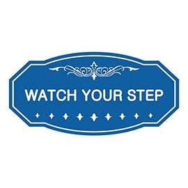 Signs ByLITA Victorian Watch Your Step Sign (Blue) - Large