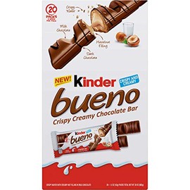 Kinder Bueno Crispy Creamy Wafer Milk Chocolate Candy Bars, 1.5 oz, 20 ct