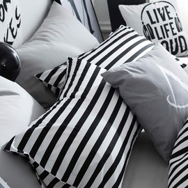 karever Stripe Pillowcases Black White Pillow Shams Vertical Ticking Striped Envelope Pillow Cover Bed Pillow Pillowcases 20"x26"